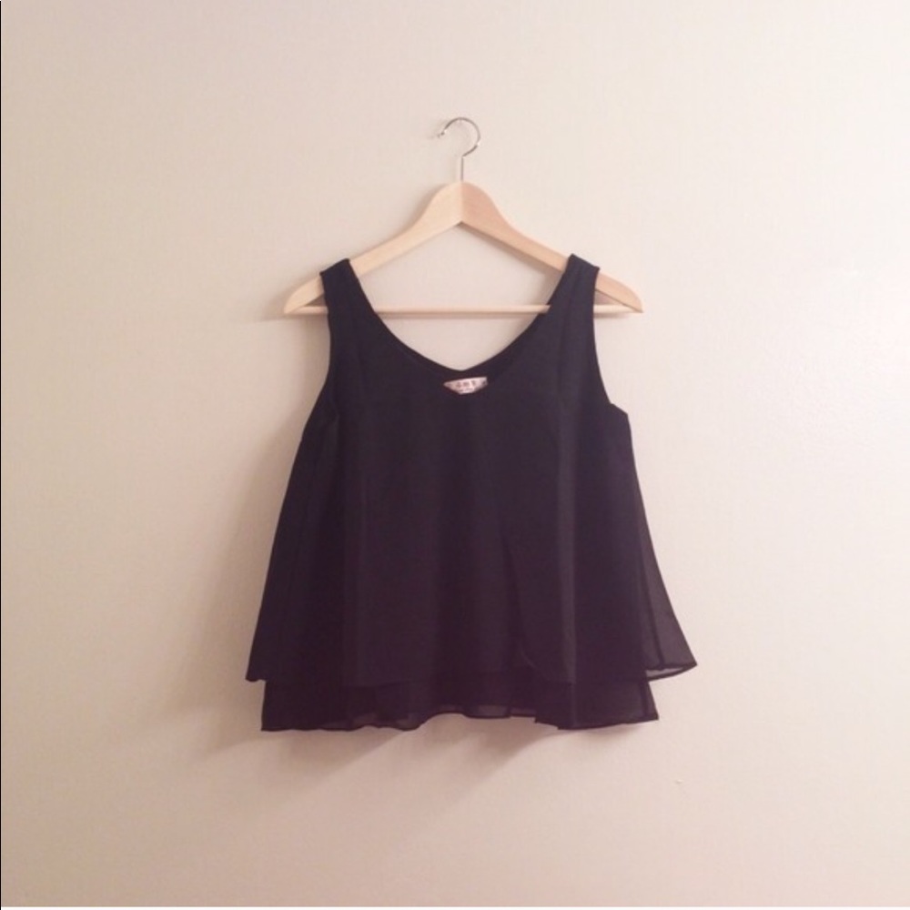 black sleeveless top